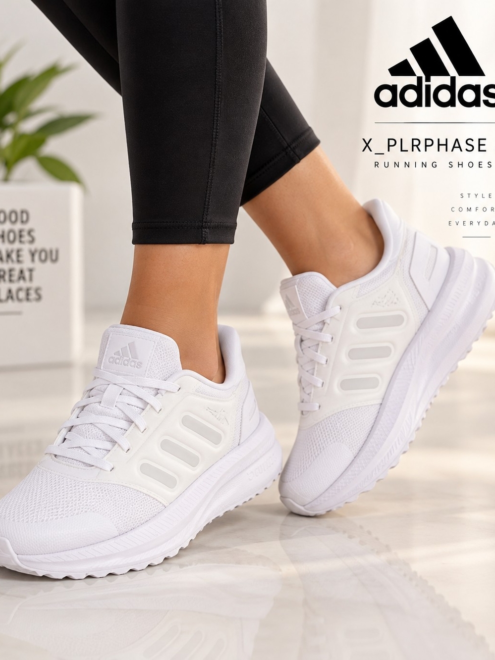 Adidas X_PLRPHASE J White Running Shoes Sneakers Youth 4.5Y IF2759 New